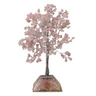 Arbre à Pierres Précieuses avec Base en Orgonite - 320 Pierres - Quartz rose
