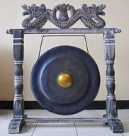 Grand Gong de Méditation avec Support Antique Marron - 80cm - Noir