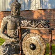Grand Gong de Méditation à Motif avec Support Antique Marron - 80cm - Noir