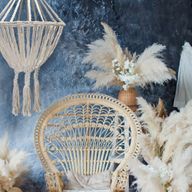 Grand Lustre Pendant en Macramé - Naturel