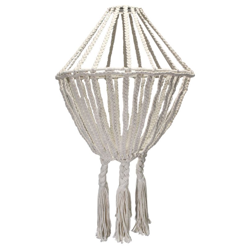 Grand Lustre Pendant en Macramé - Naturel