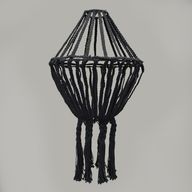 Grand Lustre Pendant en Macramé - Noir