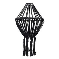 Grand Lustre Pendant en Macramé - Noir