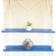 Étagères Suspendues en Macramé Naturel - Bleu