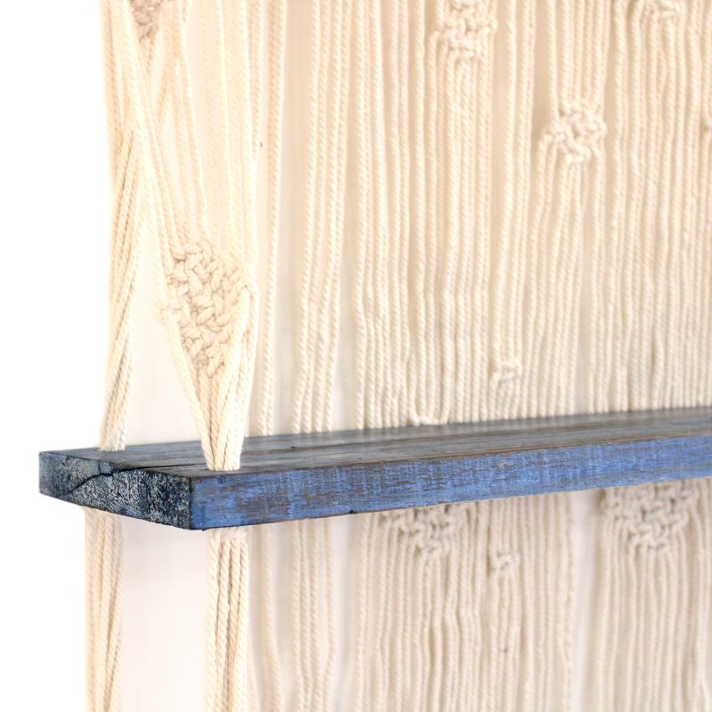 Étagères Suspendues en Macramé Naturel - Bleu