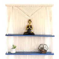 Étagères Suspendues en Macramé Naturel - Bleu