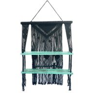 Étagères Suspendues en Macramé Noir - Turquoise
