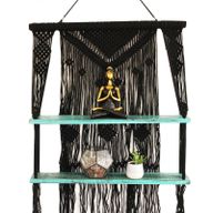 Étagères Suspendues en Macramé Noir - Turquoise