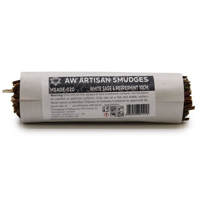Batonnets de Sauge avec Emballage Kraft -  Sauge Blanche & Menthe Poivrée 10cm