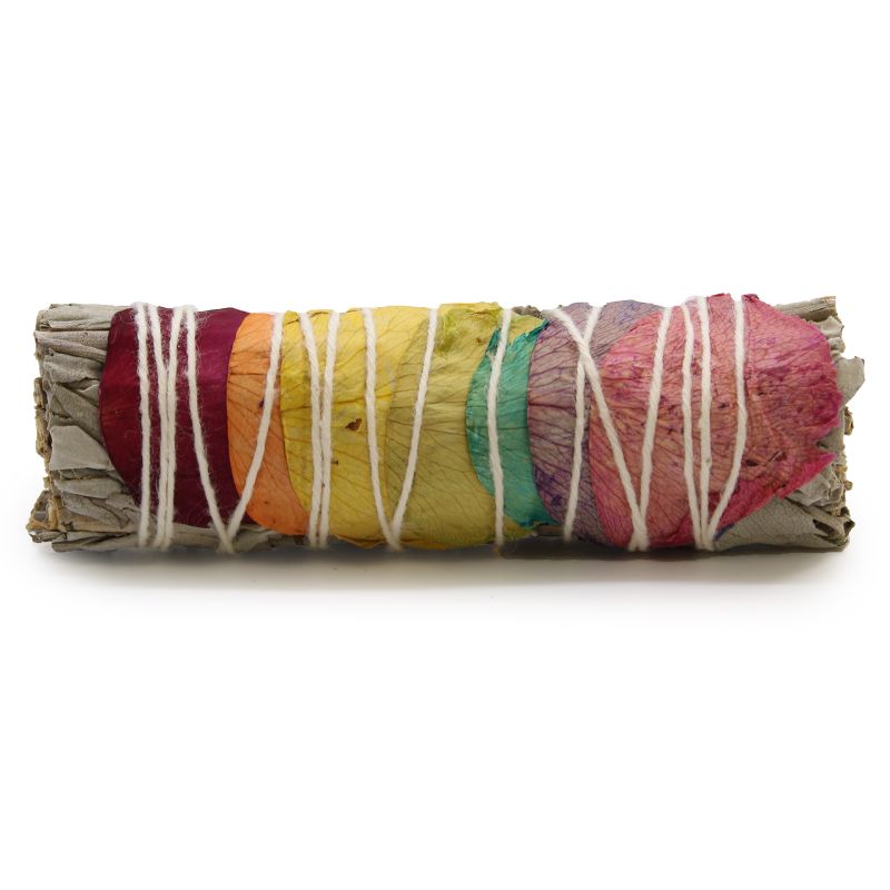 Batonnets de Sauge avec Emballage Kraft - 7 Chakras Pétales de Rose Sauge 10 cm (Chakra)