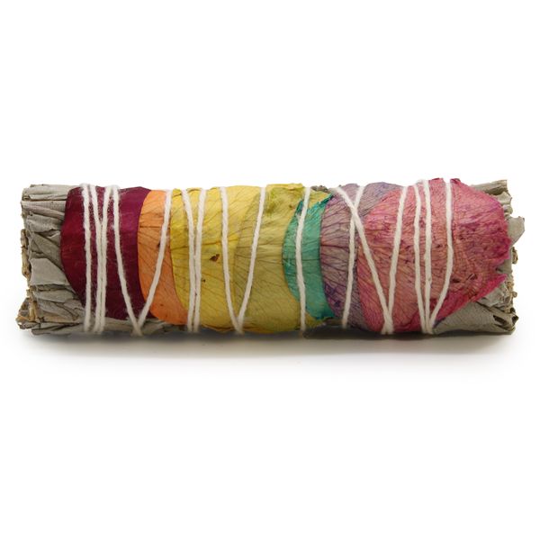 Batonnets de Sauge avec Emballage Kraft - 7 Chakras Pétales de Rose Sauge 10 cm (Chakra)