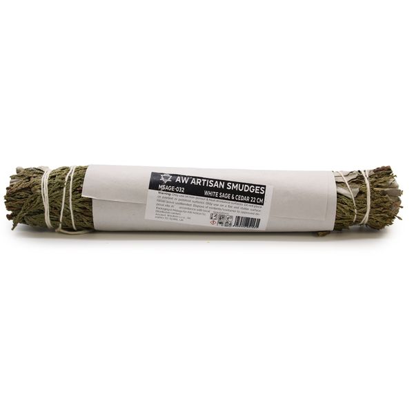 Batonnets de Sauge avec Emballage Kraft - Sauge Blanche & Cèdre 22 cm