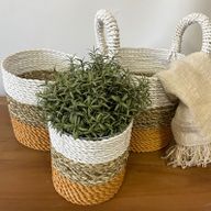 Ensemble de Paniers en Jonc de Mer - Orange / Naturel / Blanc