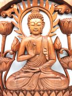Panel en Bois - Buddha & Lotus - 40cm