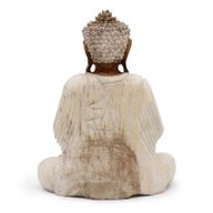 Statue de Bouddha Blanc Délavé - Transmission des Enseignements - 30cm