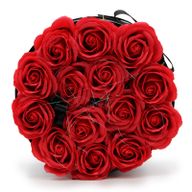 Coffret Cadeau de Fleurs de Savon - 14 Roses Rouges - Rond