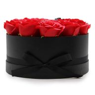 Coffret Cadeau de Fleurs de Savon - 14 Roses Rouges - Rond