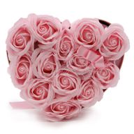Coffret Cadeau de Fleurs de Savon - 13 Roses Roses - Coeur