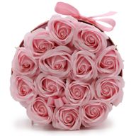 Coffret Cadeau de Fleurs de Savon - 14 Roses Roses - Rond