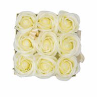 Coffret Cadeau de Fleurs de Savon - 9 Roses Crème - Carré