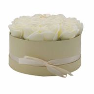 Coffret Cadeau de Fleurs de Savon - 14 Roses Crème - Rond