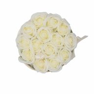 Coffret Cadeau de Fleurs de Savon - 14 Roses Crème - Rond