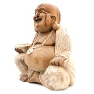 Bouddha Heureux - Blanc Délavé - 40cm