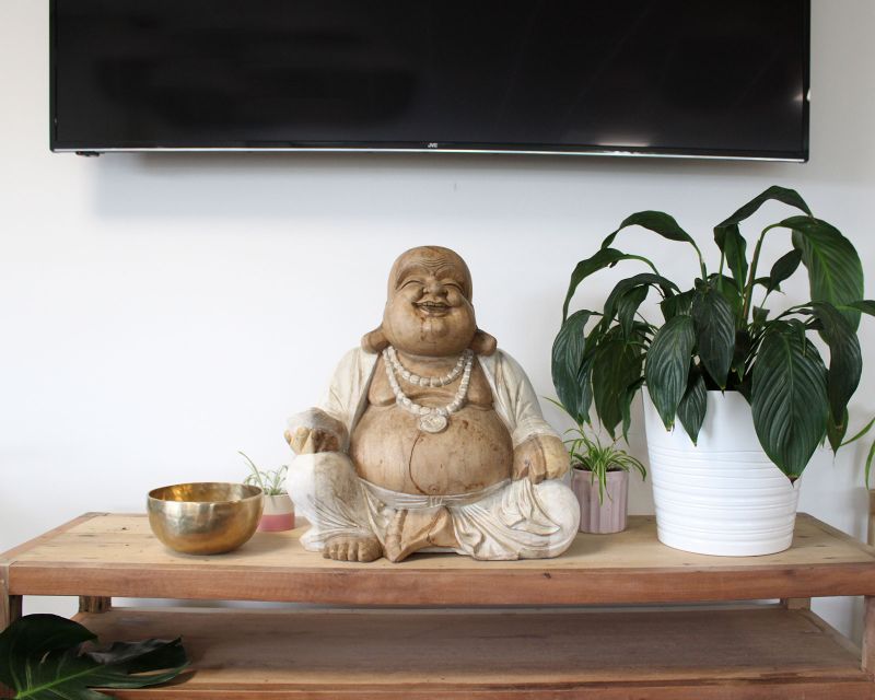 Bouddha Heureux - Blanc Délavé - 50cm