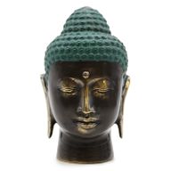 Grande Tête de Bouddha en Laiton Antique