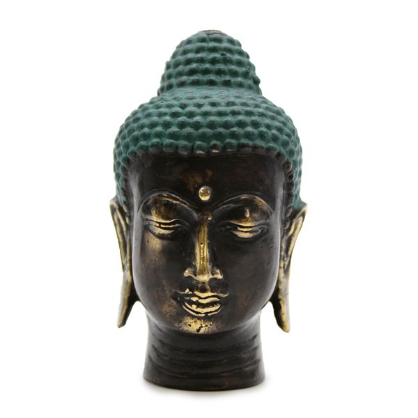Petite Tête de Bouddha en Laiton Antique