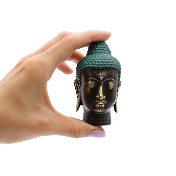 Petite Tête de Bouddha en Laiton Antique