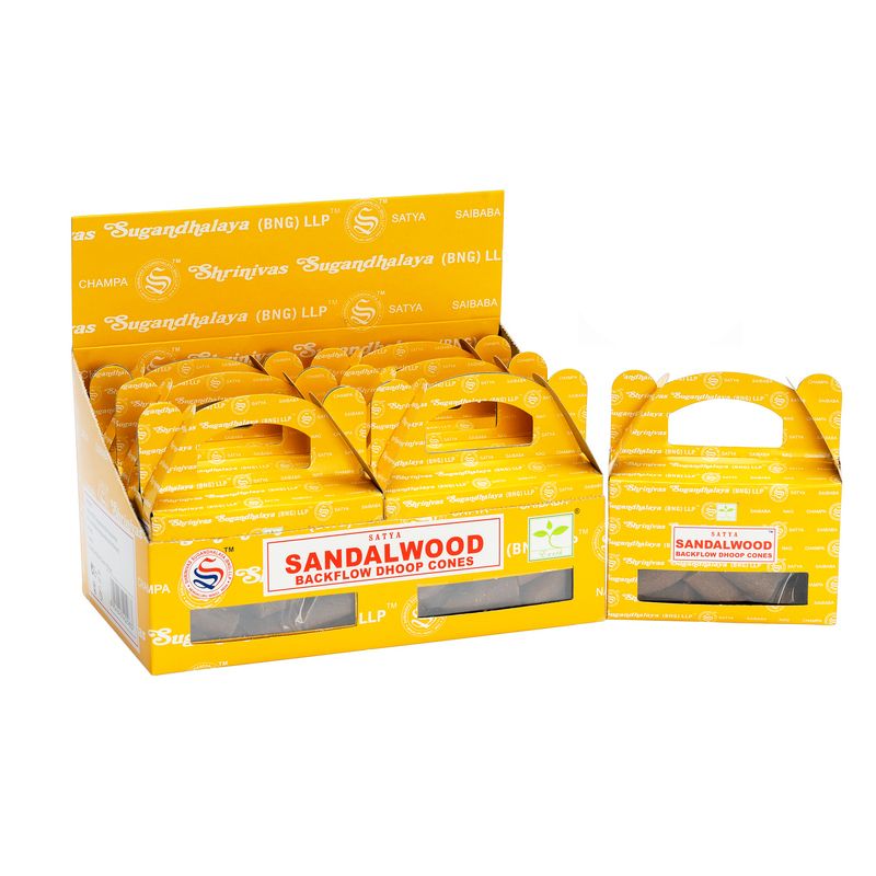 Boîte de 6 - Satya Bois de Santal Backflow Dhoop Cône