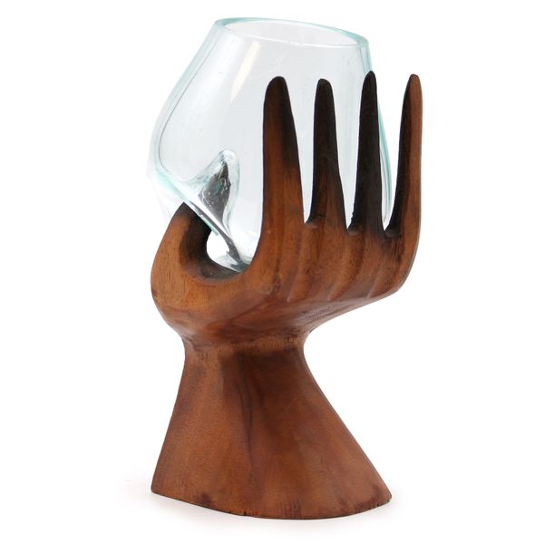 Main Taillée avec Bol de Verre Soufflé