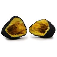 Géodes de calcite colorées - Roche noire - Jaune