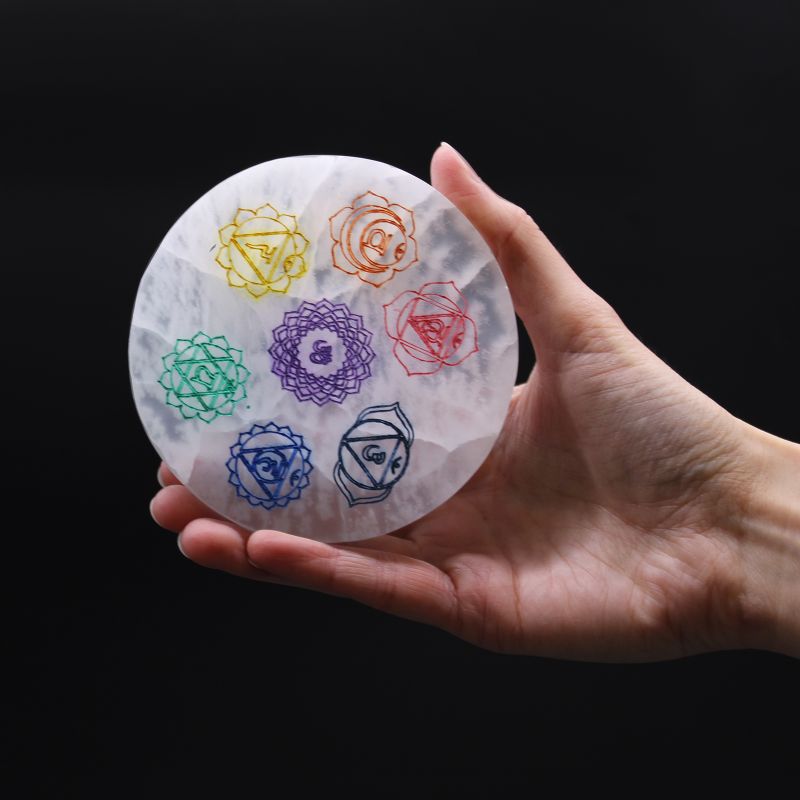 Moyenne Plaque de Sélénite 10cm - Chakra - Couleur