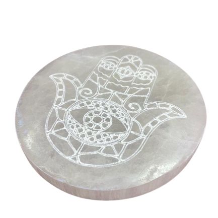 Moyenne Plaque de Sélénite 10cm - Hamsa