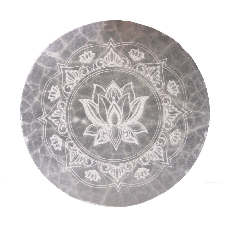 Moyenne Plaque de Sélénite 10cm - Mandala Design