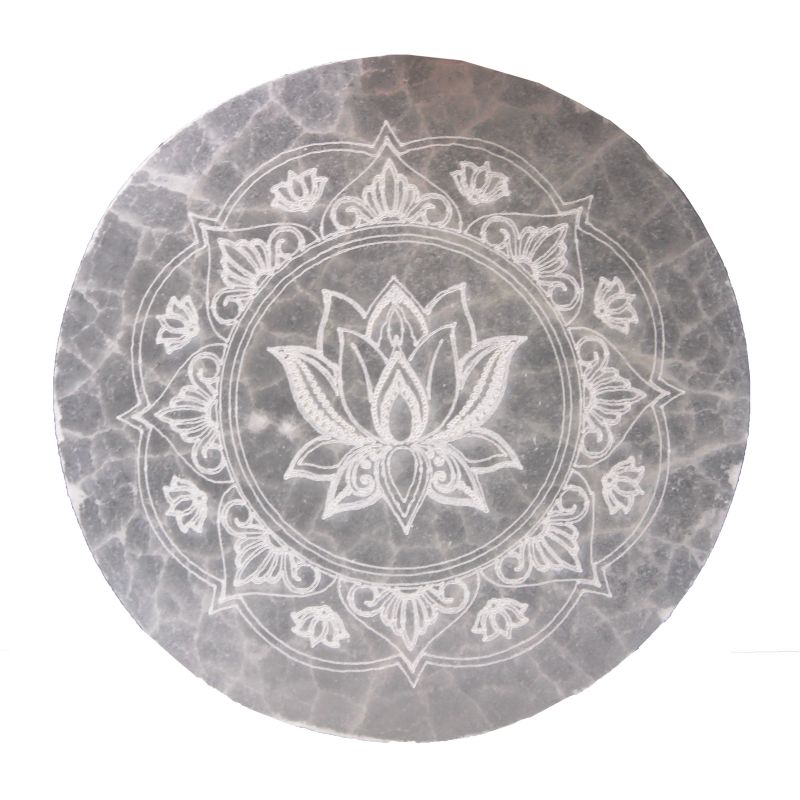 Moyenne Plaque de Sélénite 10cm - Mandala Design