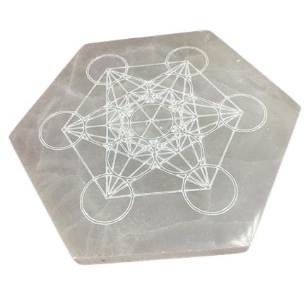Plaque Hexagonale de Sélénite 18cm - Orientation et Décision