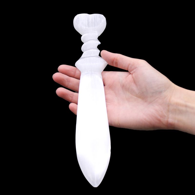 Couteau de Rituel en Sélénite - Spirale (25cm)