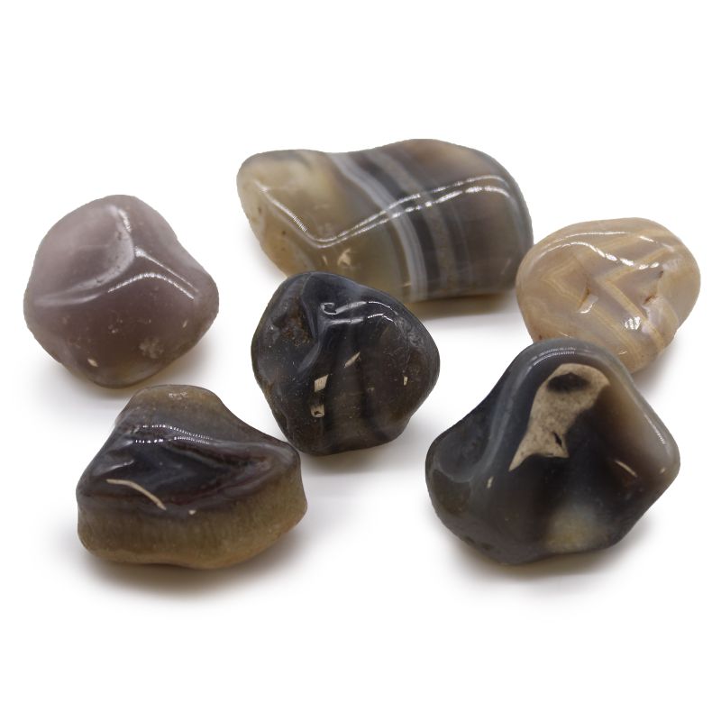 Grandes pierres roulées africaines - Agate grise - Botswana