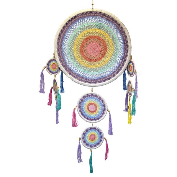 Grand Attrape-Rêves (55cm) - Arc-en-ciel Pastel
