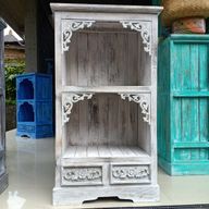Meuble de Salle de Bain en Bois d'Albasia - Blanchi