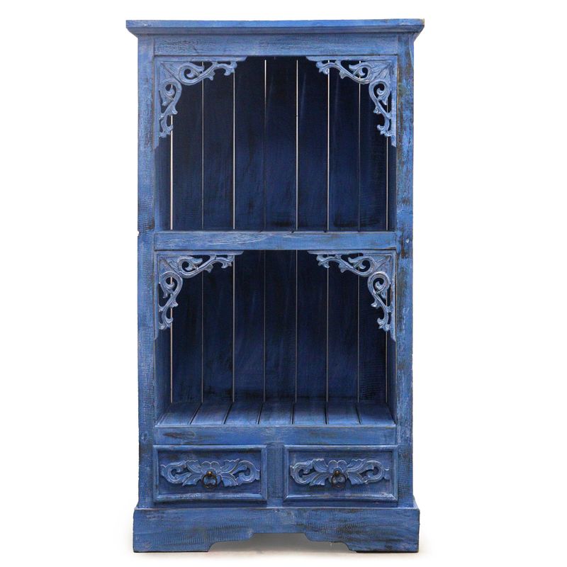 Meuble de Salle de Bain en Bois d'Albasia - Bleu Délavé