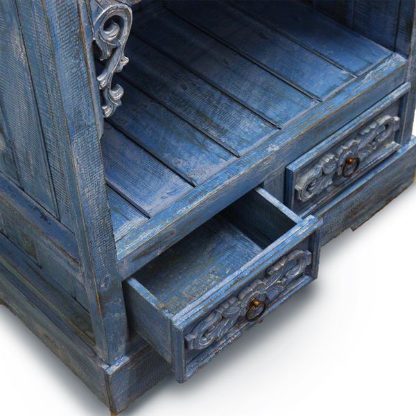 Meuble de Salle de Bain en Bois d'Albasia - Bleu Délavé