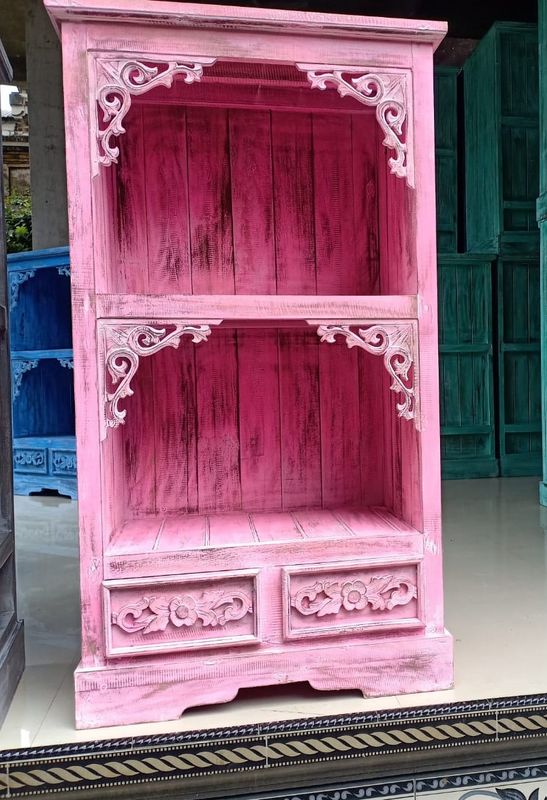 Meuble de Salle de Bain en Bois d'Albasia - Rose délavé