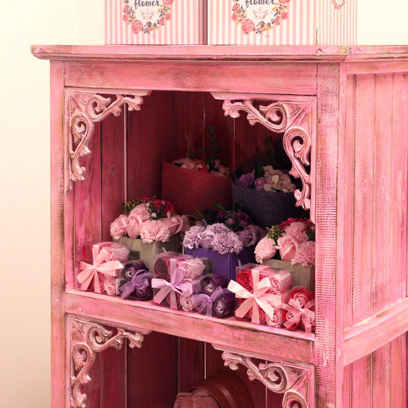 Meuble de Salle de Bain en Bois d'Albasia - Rose délavé