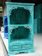 Meuble de Salle de Bain en Bois d'Albasia - Turquoise Délavé