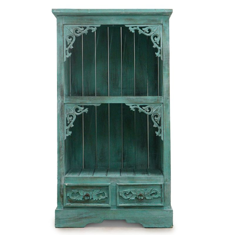 Meuble de Salle de Bain en Bois d'Albasia - Turquoise Délavé