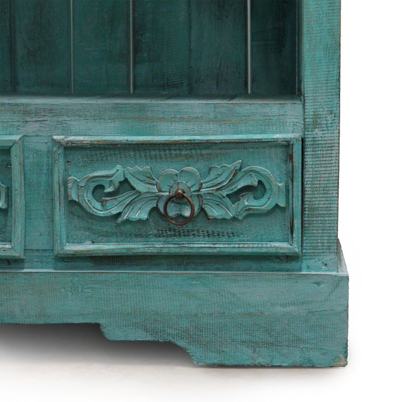 Meuble de Salle de Bain en Bois d'Albasia - Turquoise Délavé